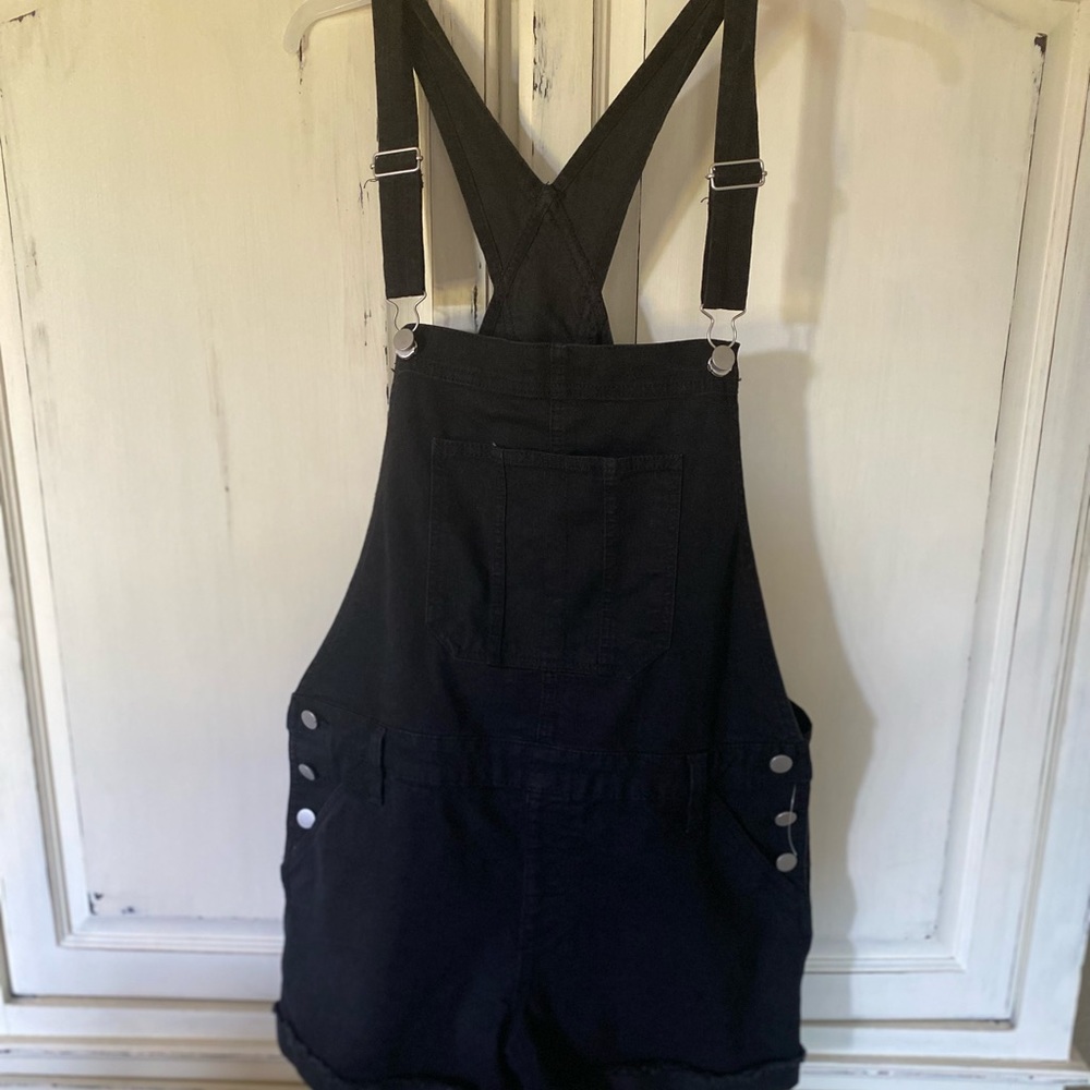 Black Denim Shorts Overalls